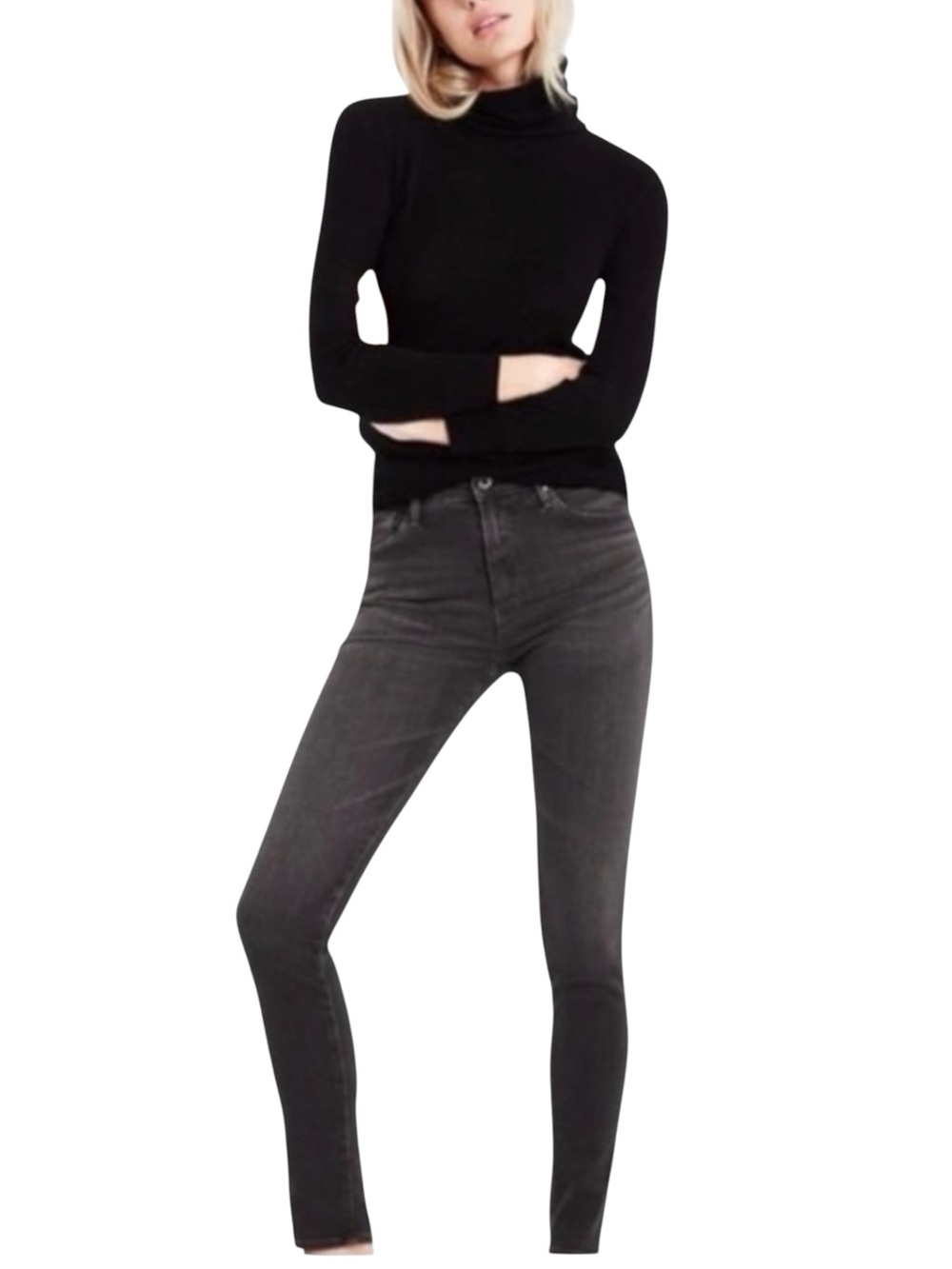 AG ADRIANO GOLDSCHMIED Jeans Farrah High-Rise Skinny Cigarette Dark Blue Size 28
